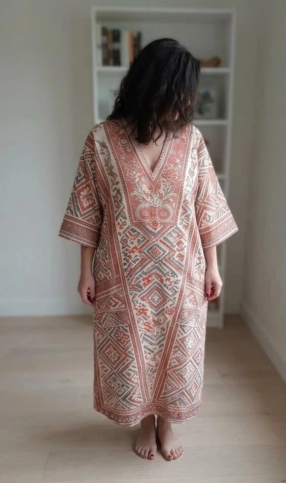 Vestido Largo Fluido Estilo Kaftán con Estampado Étnico Talla: 5XL – photo 2